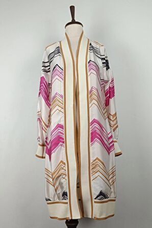Büyük Beden Desenli Abaya Pembe K325