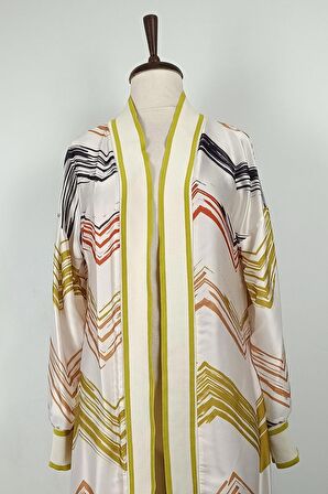 Büyük Beden Desenli Abaya Sarı K325