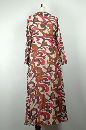 Büyük Beden Pliseli Elbise Kırmızı 7824