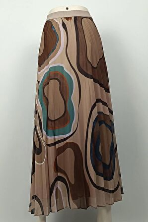 Büyük Beden Pliseli Etek Vizon 4325