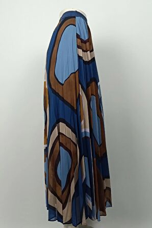 Büyük Beden Pliseli Etek Mavi 4325