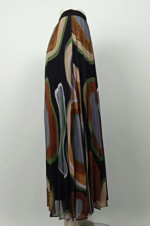 Büyük Beden Pliseli Etek Siyah 4325