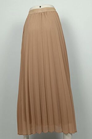 Büyük Beden Pliseli Şifon Etek Vizon 4325