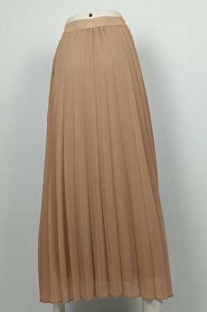 Büyük Beden Pliseli Şifon Etek Vizon 4325