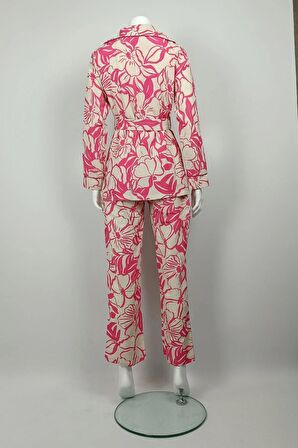 Desenli Ceket Takım Pembe TK225