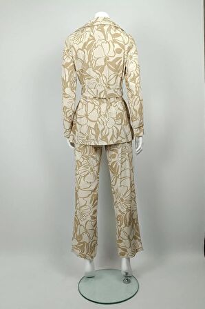 Desenli Ceket Takım Bej TK225