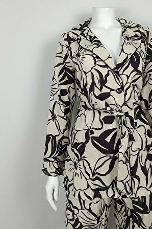 Desenli Ceket Takım Siyah TK225