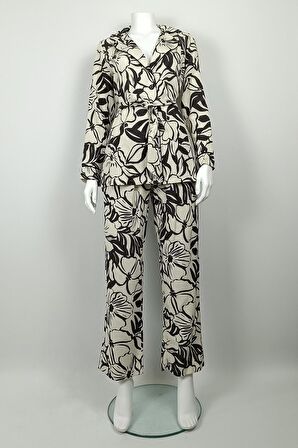 Desenli Ceket Takım Siyah TK225