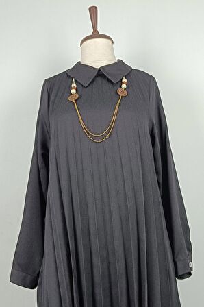 Büyük Beden Pliseli Tunik Siyah T1635