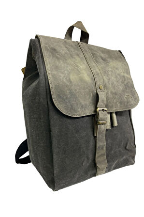 Deri Kanvas Tek Bölmeli Büzgülü Kapaklı Vintage Disayn Sırt Gezi Çantası GDS Erica Bag 7120