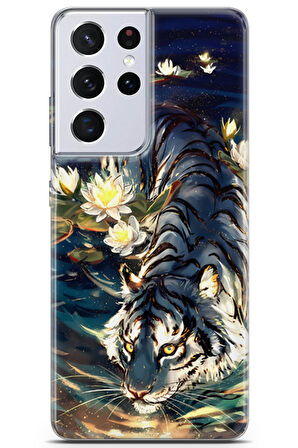 Samsung Galaxy S21 Ultra uyumlu Girls 17 Fit Baskılı Kar Beyaz Kaplan