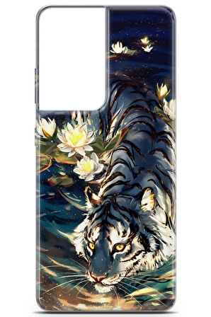 Samsung Galaxy S21 Ultra uyumlu Girls 17 Fit Baskılı Kar Beyaz Kaplan