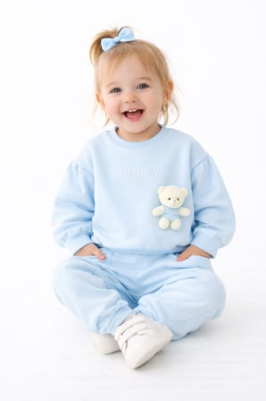 Kız Bebek %100 Pamuklu Ayıcık Oyuncaklı Bebek Takımı