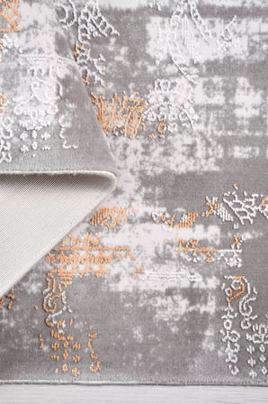 ANATOLIA HALI/ROOM-Gri/Beyaz/Turuncu - Özel Ölçü-Salon,Oturma Odası ve Koridor Halısı