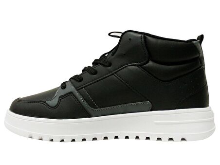 Jump Siyah Gri Bağcıklı Boğazlı Basket Sneakers Spor Ayakkabı