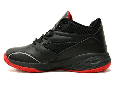 Jump Siyah Kırmızı Bağcıklı Boğazlı Basket Sneakers Spor Ayakkabı