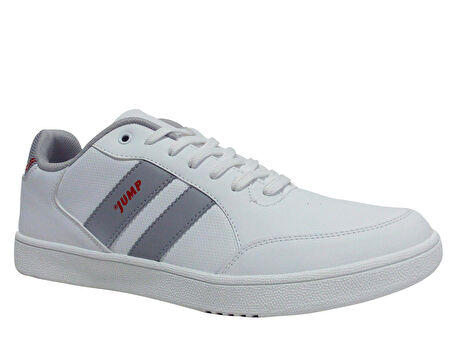 Jump Beyaz Gri Kırmızı Bağcıklı Sneakers Spor Ayakkabı