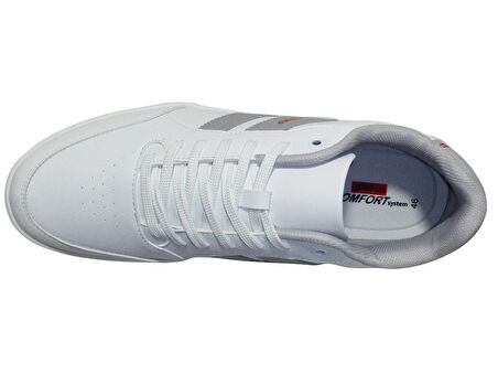Jump Beyaz Gri Kırmızı Bağcıklı Sneakers Spor Ayakkabı