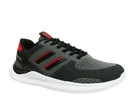 Kinetix Siyah Kırmızı Gri Bağcıklı Sneakers Spor Ayakkabı 