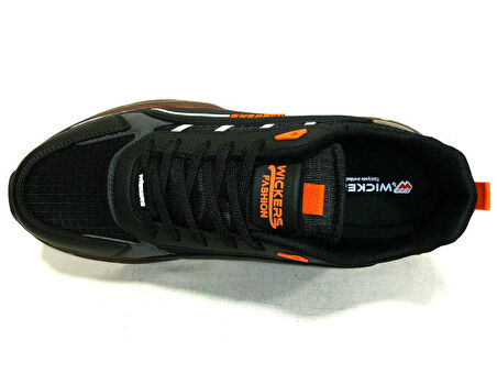Wickers Siyah Turuncu Bağcıklı Sneakers Spor Ayakkabı