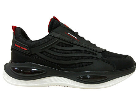 Wickers Siyah Kırmızı Bağcıklı Sneakers Spor Ayakkabı