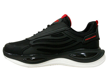 Wickers Siyah Kırmızı Bağcıklı Sneakers Spor Ayakkabı