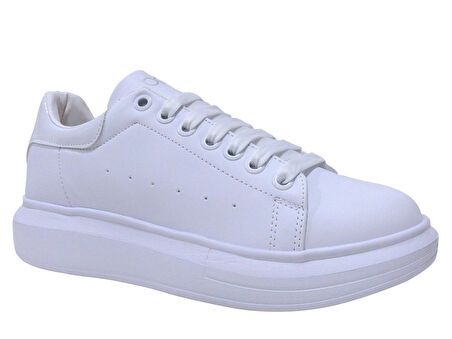 Bestof Beyaz Bağcıklı Sneakers Spor Ayakkabı