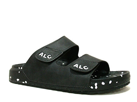 ALC Siyah Beyaz Çift Cırtlı Soft Anatomik Comfort Terlik