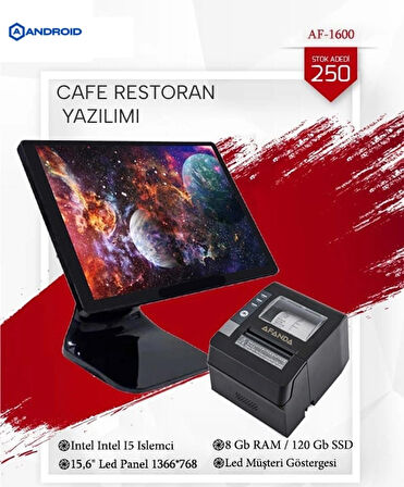 Restoran Kafe Adisyon Yazılımı+Ekran+Fiş Yazıcı 