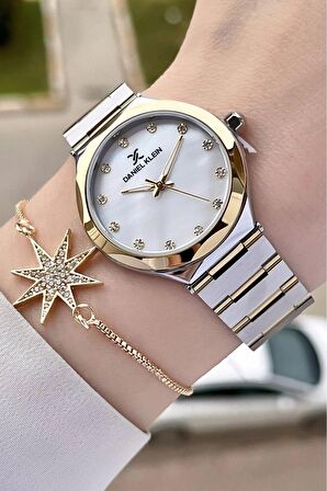 Daniel Klein DKISTE1039 Gold Gümüş Renk Hediye Paketli Kadın Kol Saati ve Bileklik
