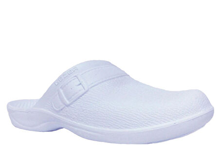 Gezer Beyaz Ucu Kapalı Sabo Anatomik Comfort Terlik