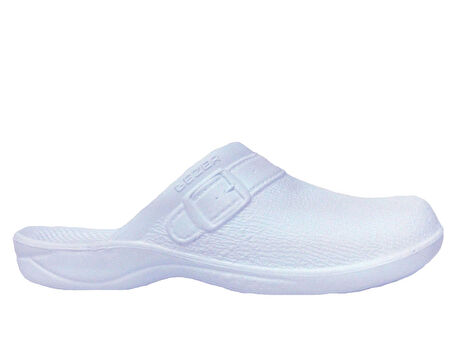 Gezer Beyaz Ucu Kapalı Sabo Anatomik Comfort Terlik