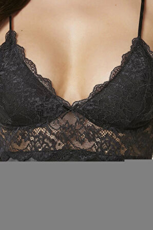 Pierre Cardin Saten Dantelli Gecelik 890 Siyah