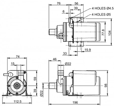 Flojet Deniz Suyu Pompası 230V/50-60Hz monofaze