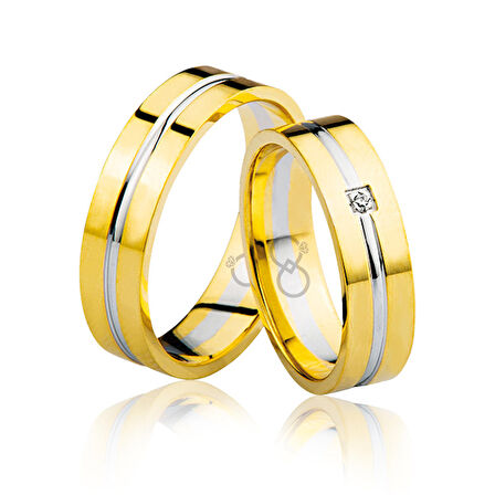 Sarı - Beyaz Altın Alyans 1805-2