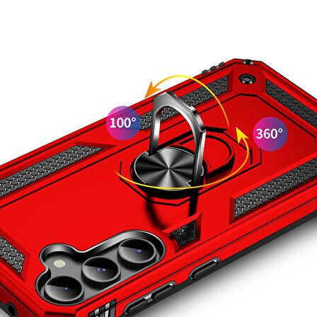 Gpack Samsung Galaxy S23 FE Kılıf Vega Sert Silikon Tank Standlı Yüzüklü MıknatıslıNano