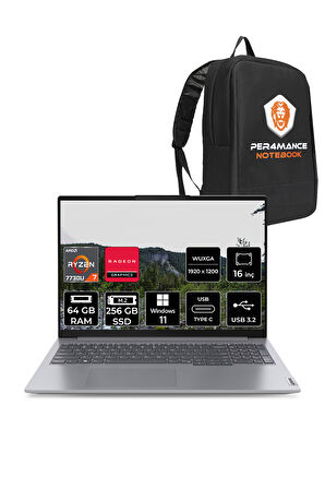 Lenovo Thinkbook 16 G6 R7 7730U 64GB 256GB SSD 16'' WUXGA W11P Dizüstü Bilgisayar & PER4 ÇANTA