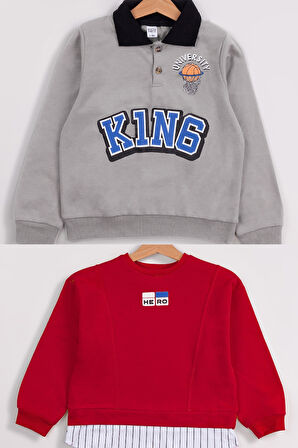 Erkek Çocuk 2'li Paket Basic Sweatshirt