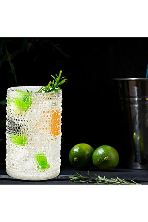 2 Adet Y38 420 ml Vintage Hobnail Bardak Antika Boncuk Kabartmalı Kahveviski
