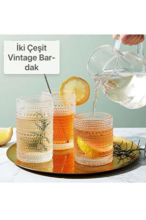 1 Adet y36 330ml Vintage Hobnail Bardak Antika Boncuk Kabartmalı  KahveViski