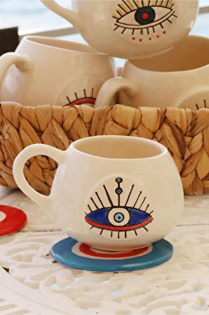 Fatima Rosa El Yapımı Seramik Kupa Fincan