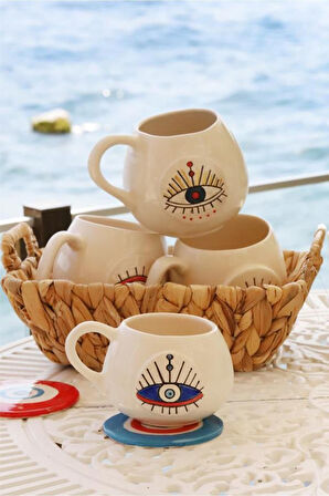 Fatima Rosa El Yapımı Seramik Kupa Fincan