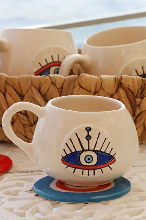 Fatima Rosa El Yapımı Seramik Kupa Fincan