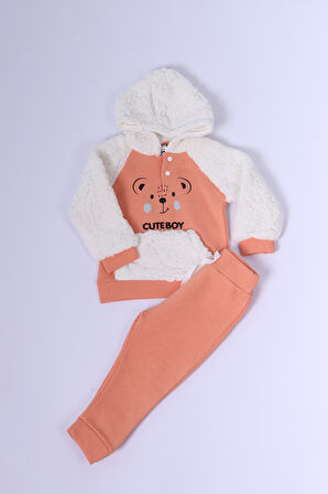 BEBEK PELUŞ EŞOFMAN TAKIMI BASKILI ÇITÇITLI D38