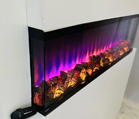 Elektrikli Dekoratif Yapay Şömine Bluetooht Sabit Çıtırtı 180X35 X21 Cm