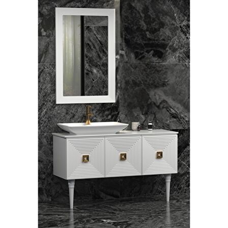 MOSTAR 120 CM BEYAZ LAVABOLU BANYO DOLABI  BEYAZ  - ÜST YAN DOLAP MODÜL HARİÇ