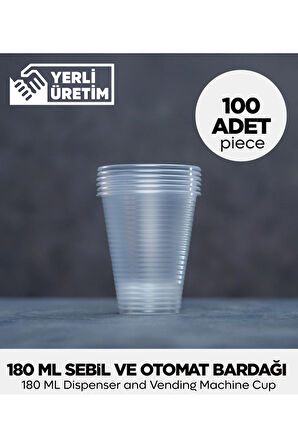180 ML Plastik Sebil ve Otomat Bardağı 100 Adet