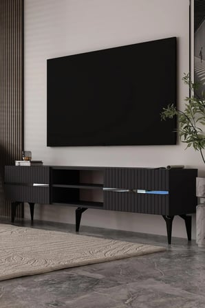 Marbella Tv Sehpası  Tv Ünitesi 180 cm Antrasit - Gümüş