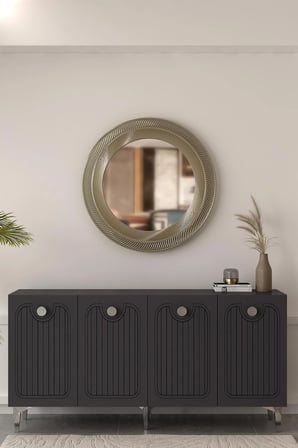 Aurelia Konsol  Tv Sehpası Çok Amaçlı Dolap 150 Cm Antrasit - Gümüş