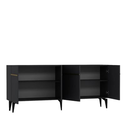 Fontana Lazer Pleksi Desen Konsol Tv Sehpası Çok Amaçlı Dolap 180 Cm Antrasit - Altın